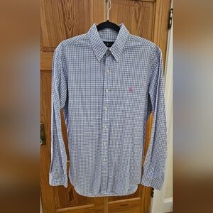 Ralph Lauren Gingham Blue & White Longsleeve Button Up Size Large